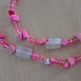 Collar de Nácar Rosa Fucsia con Piedras Originales Ajustable