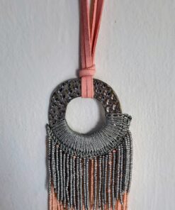 Collar de Canutillos Rosa Palo, Gris y Plata Original