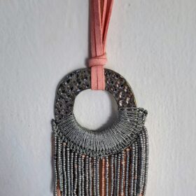 Collar de Canutillos Rosa Palo, Gris y Plata Original