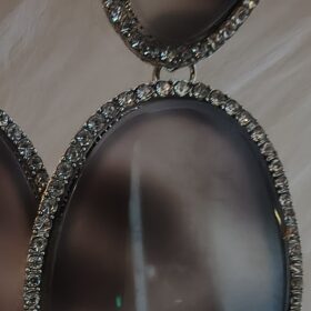 Pendientes Gris Difuminado con Brillantes Elegantes