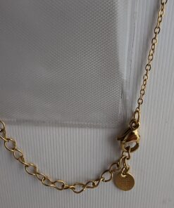 Alternative view of Collar Dorado de Acero con Brillantes Multicolor Elegante