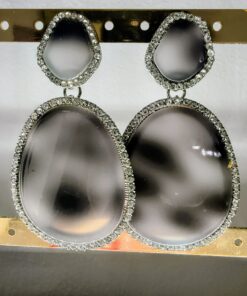 Pendientes Gris Difuminado con Brillantes Elegantes