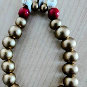 Collar Estrella de Mar y Conchas Dorado Bronce con Rojo