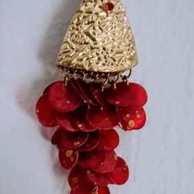 Collar Pez Rojo y Dorado con Perlas | Original y Elegante
