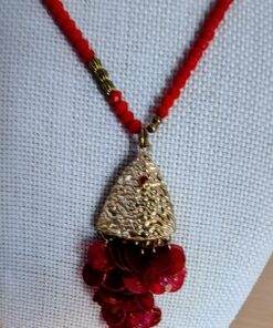 Collar Pez Rojo y Dorado con Perlas | Original y Elegante