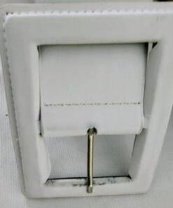 Alternative view of Cinturón Ancho de Polipiel con Hebilla XL – Blanco y Azul
