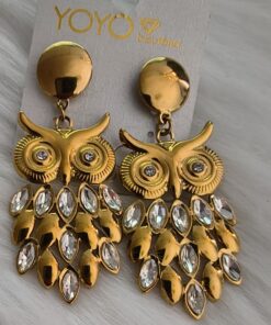 Pendientes Búho Dorados con Brillantes