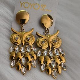 Pendientes Búho Dorados con Brillantes