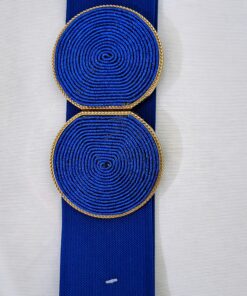 Cinturón Elástico Azul Eléctrico con Hebilla de Círculos